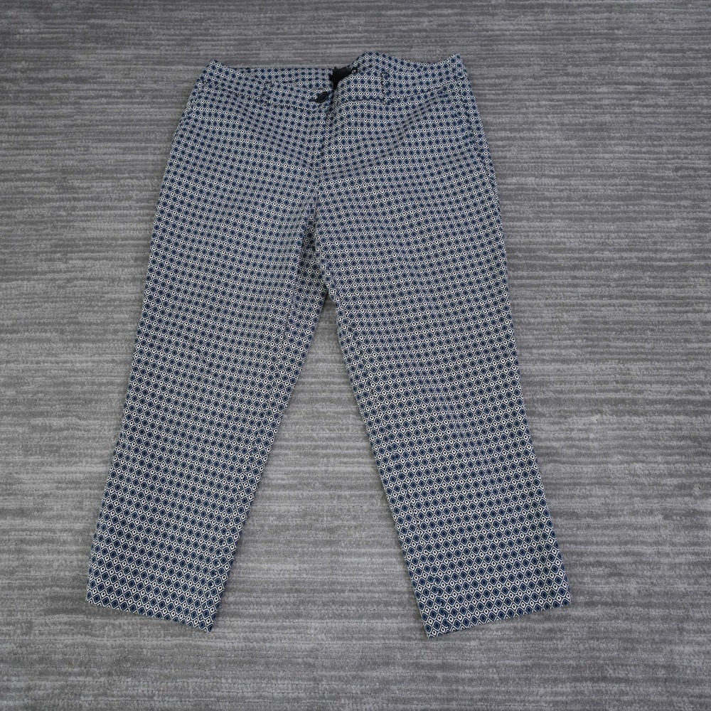 Hilary Radley Pants Women Navy Blue Geometric Diamond Print Size 12 35x22
